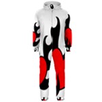 Black And Red Flaming Heart Hooded Jumpsuit (Men) 