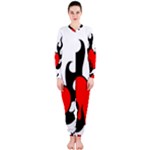 Black And Red Flaming Heart OnePiece Jumpsuit (Ladies) 