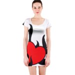 Black And Red Flaming Heart Short Sleeve Bodycon Dress