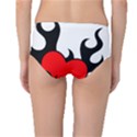 Black And Red Flaming Heart Mid-Waist Bikini Bottoms View2