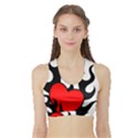 Black And Red Flaming Heart Women s Sports Bra with Border View1