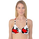 Black And Red Flaming Heart Reversible Tri Bikini Top