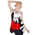 Black And Red Flaming Heart Side Drop Tank Tunic