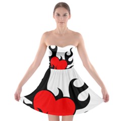 Black And Red Flaming Heart Strapless Dresses by TRENDYcouture