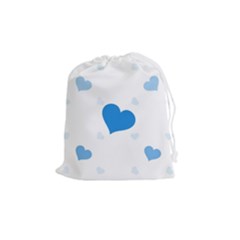 Blue Hearts Drawstring Pouches (Medium) 