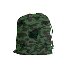 Green Camo Hearts Drawstring Pouches (large)  by TRENDYcouture