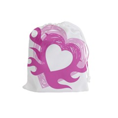Hot Pink Love Drawstring Pouches (large)  by TRENDYcouture