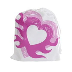 Hot Pink Love Drawstring Pouches (xxl) by TRENDYcouture