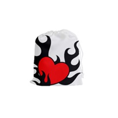Black And Red Flaming Heart Drawstring Pouches (small)  by TRENDYcouture