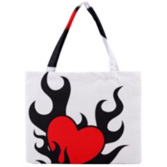 Black And Red Flaming Heart Mini Tote Bag by TRENDYcouture