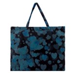 Turquoise Hearts Zipper Large Tote Bag