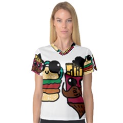 Burger And Fries Women s V-neck Sport Mesh Tee