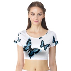 Butterflies Short Sleeve Crop Top (tight Fit) by TRENDYcouture