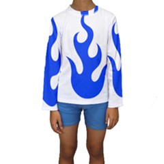 Blue Flames Kid s Long Sleeve Swimwear