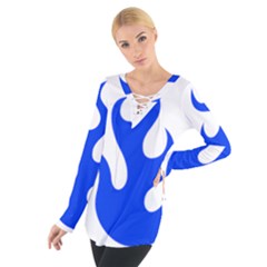 Blue Flames Women s Tie Up Tee by TRENDYcouture