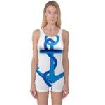 blue anchor One Piece Boyleg Swimsuit