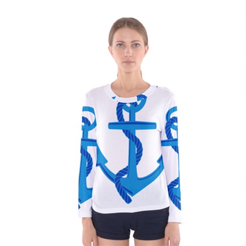 Blue Anchor Women s Long Sleeve Tee by TRENDYcouture
