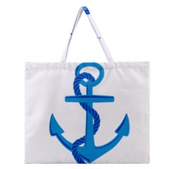 Blue Anchor Zipper Large Tote Bag by TRENDYcouture