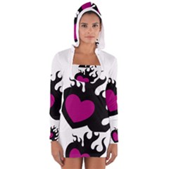 Heartflame Women s Long Sleeve Hooded T-shirt by TRENDYcouture