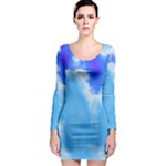 Powder Blue And Indigo Sky Pillow Long Sleeve Bodycon Dress