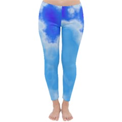 Powder Blue And Indigo Sky Pillow Winter Leggings  by TRENDYcouture