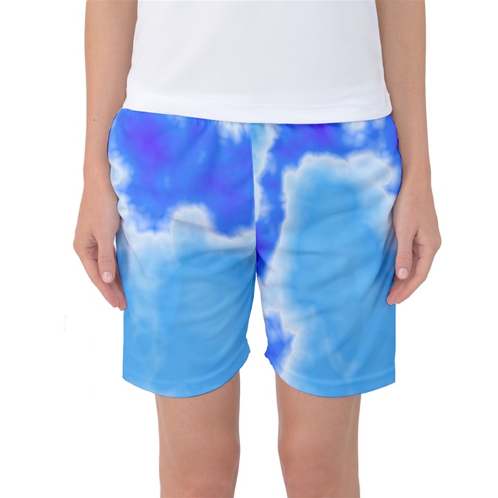 Powder Blue And Indigo Sky Pillow Women s Basketball Shorts