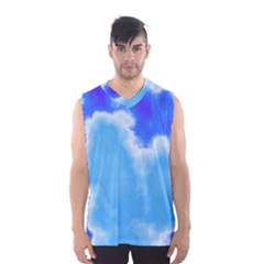 Powder Blue And Indigo Sky Pillow Men s Basketball Tank Top by TRENDYcouture