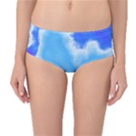 Powder Blue And Indigo Sky Pillow Mid-Waist Bikini Bottoms