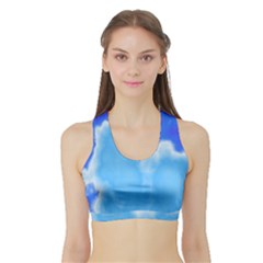 Powder Blue And Indigo Sky Pillow Women s Sports Bra With Border