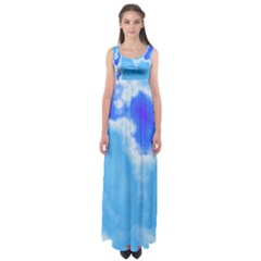 Powder Blue And Indigo Sky Pillow Empire Waist Maxi Dress by TRENDYcouture