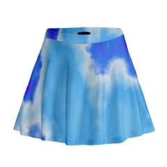 Powder Blue And Indigo Sky Pillow Mini Flare Skirt by TRENDYcouture