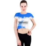 Blue Cloud Crew Neck Crop Top