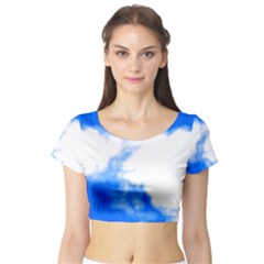 Blue Cloud Short Sleeve Crop Top (tight Fit) by TRENDYcouture