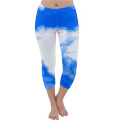 Blue Cloud Capri Winter Leggings  by TRENDYcouture