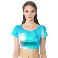 Turquoise Sky  Short Sleeve Crop Top (tight Fit) by TRENDYcouture