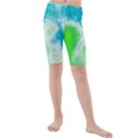 Turquoise And Green Clouds Kid s Mid Length Swim Shorts View1