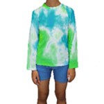 Turquoise And Green Clouds Kid s Long Sleeve Swimwear