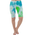 Turquoise And Green Clouds Cropped Leggings 