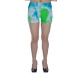 Turquoise And Green Clouds Skinny Shorts