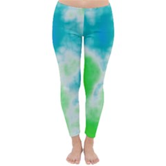 Turquoise And Green Clouds Winter Leggings  by TRENDYcouture