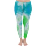 Turquoise And Green Clouds Winter Leggings 