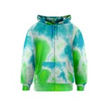 Turquoise And Green Clouds Kids  Zipper Hoodie