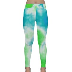 Turquoise And Green Clouds Yoga Leggings by TRENDYcouture