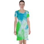 Turquoise And Green Clouds Short Sleeve Nightdress