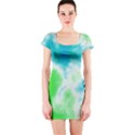 Turquoise And Green Clouds Short Sleeve Bodycon Dress View1