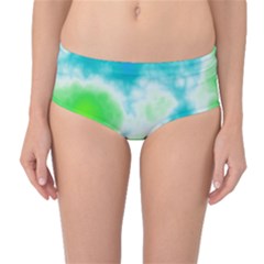 Turquoise And Green Clouds Mid-waist Bikini Bottoms by TRENDYcouture