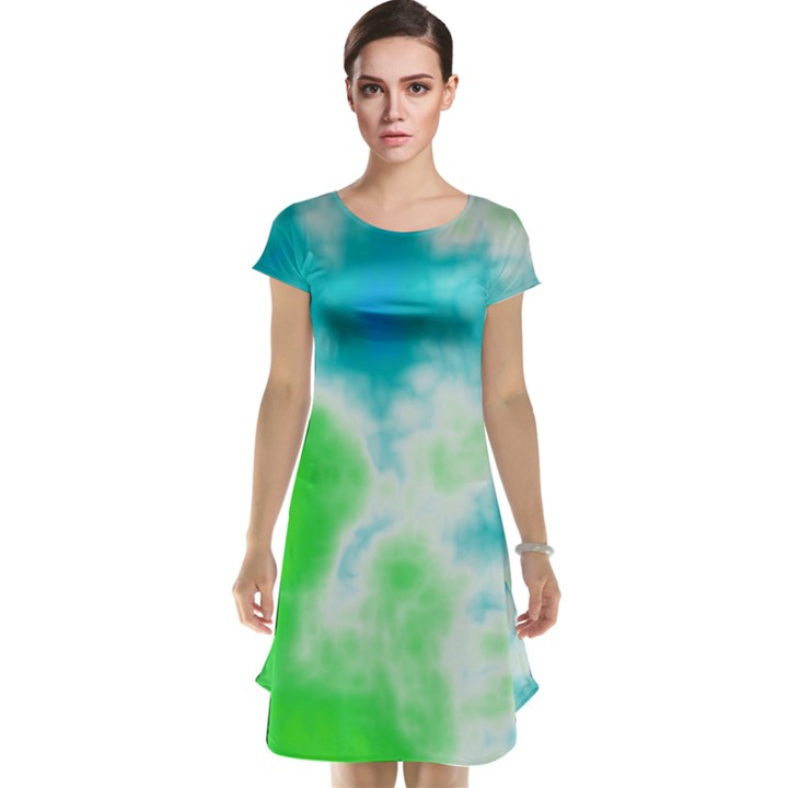 Turquoise And Green Clouds Cap Sleeve Nightdress