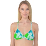 Turquoise And Green Clouds Reversible Tri Bikini Top