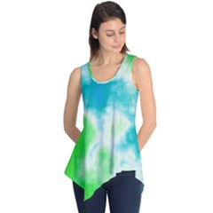 Turquoise And Green Clouds Sleeveless Tunic