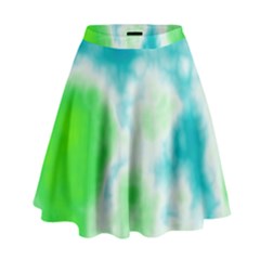 Turquoise And Green Clouds High Waist Skirt by TRENDYcouture